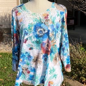 Alfred Dunner Pullover Top Sz M